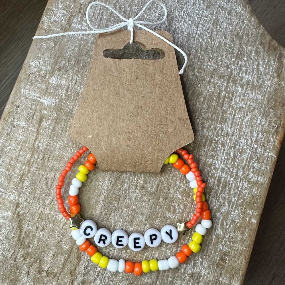 Handmade Beaded Halloween Bracelet set of 2